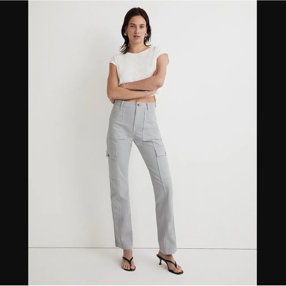 Madewell NEW‎ NWT Womens 26 Gray 90s Straight Fit Cargo Pants